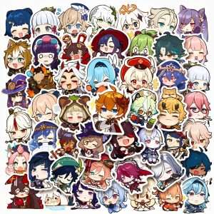 50Pcs Genshin Impact Stickers Laptop Guitar Suitcase Laptop Bike Car Motorcycle Waterproof Game Anime Sticker for Kids Toy with Box