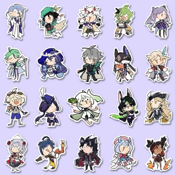 Genshin Impact Sticker Waterproof Laptop Hydroflask Skateboard Computer Stickers for Teens Kids Girls 84Pcs with Box - Image 9