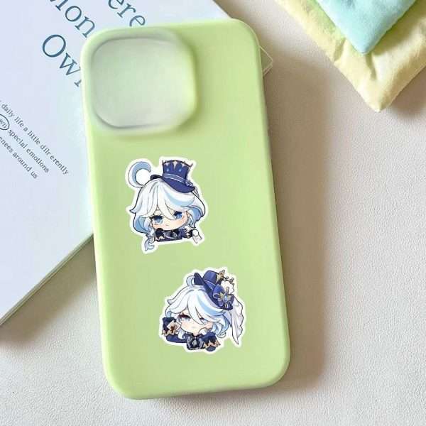 Genshin Impact Stickers Waterproof for Decal Laptop Water Bottle Car Cup Computer Guitar Skateboard Luggage Bike Bumper Gift Focalors Furina Q Version Stickers 56Pcs with Box - Image 9
