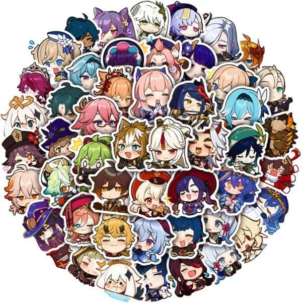 50Pcs Genshin Impact Stickers Laptop Guitar Suitcase Laptop Bike Car Motorcycle Waterproof Game Anime Sticker for Kids Toy with Box - Image 7