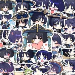 Genshin Impact Sticker Wanderer Waterproof Laptop Hydroflask Skateboard Computer Balladeer Stickers for Teens Kids Girls 61Pcs With Box